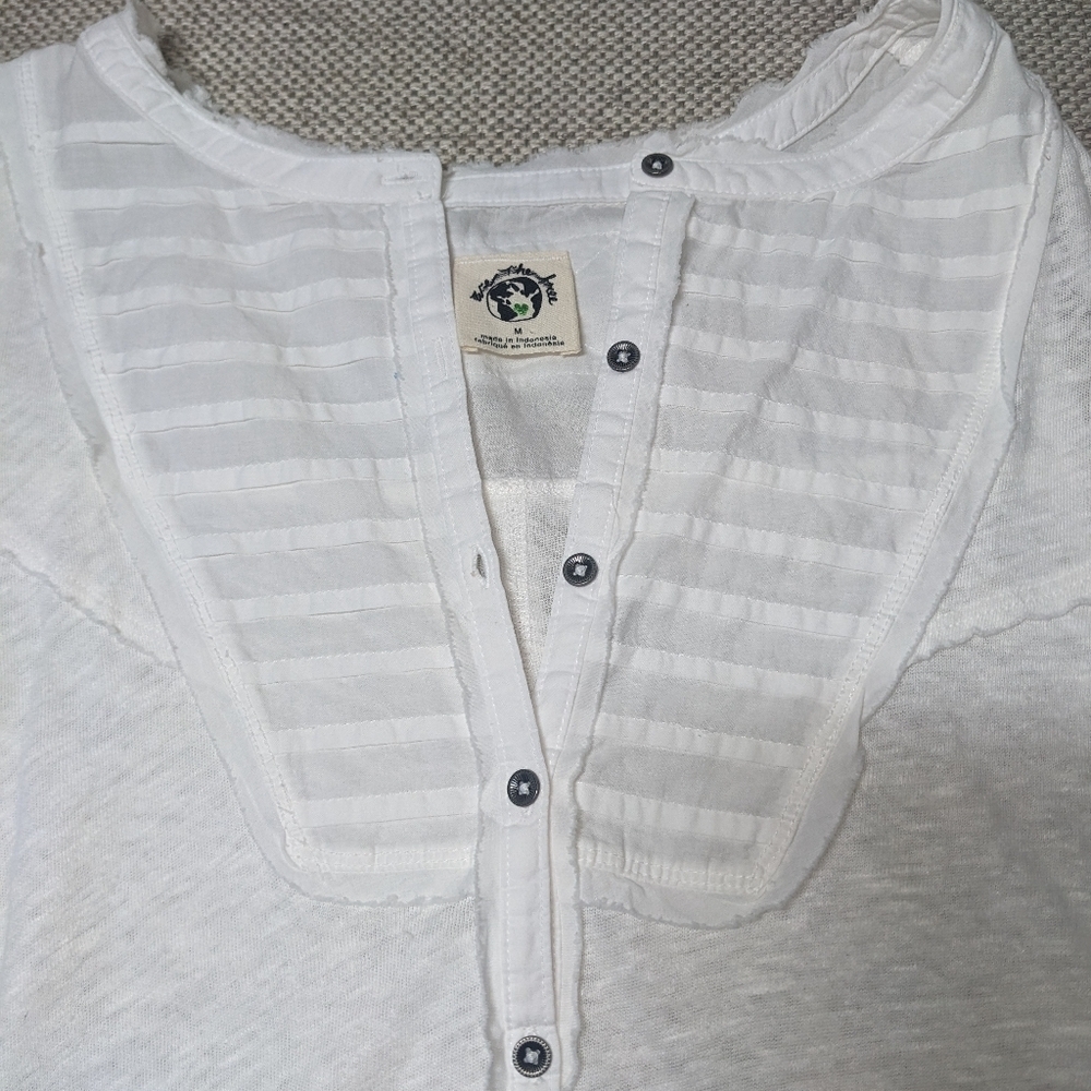 Free People NWOT Say You're Love Tunic sz MED in White Linen/Cotton Blend​​​ - Picture 12 of 12